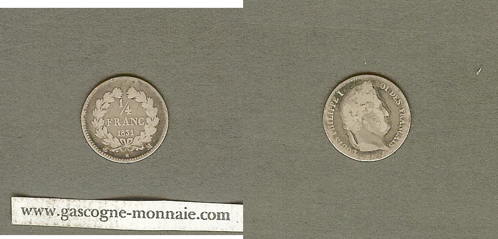1/4 franc Louis Philippe 1831M F/gF
